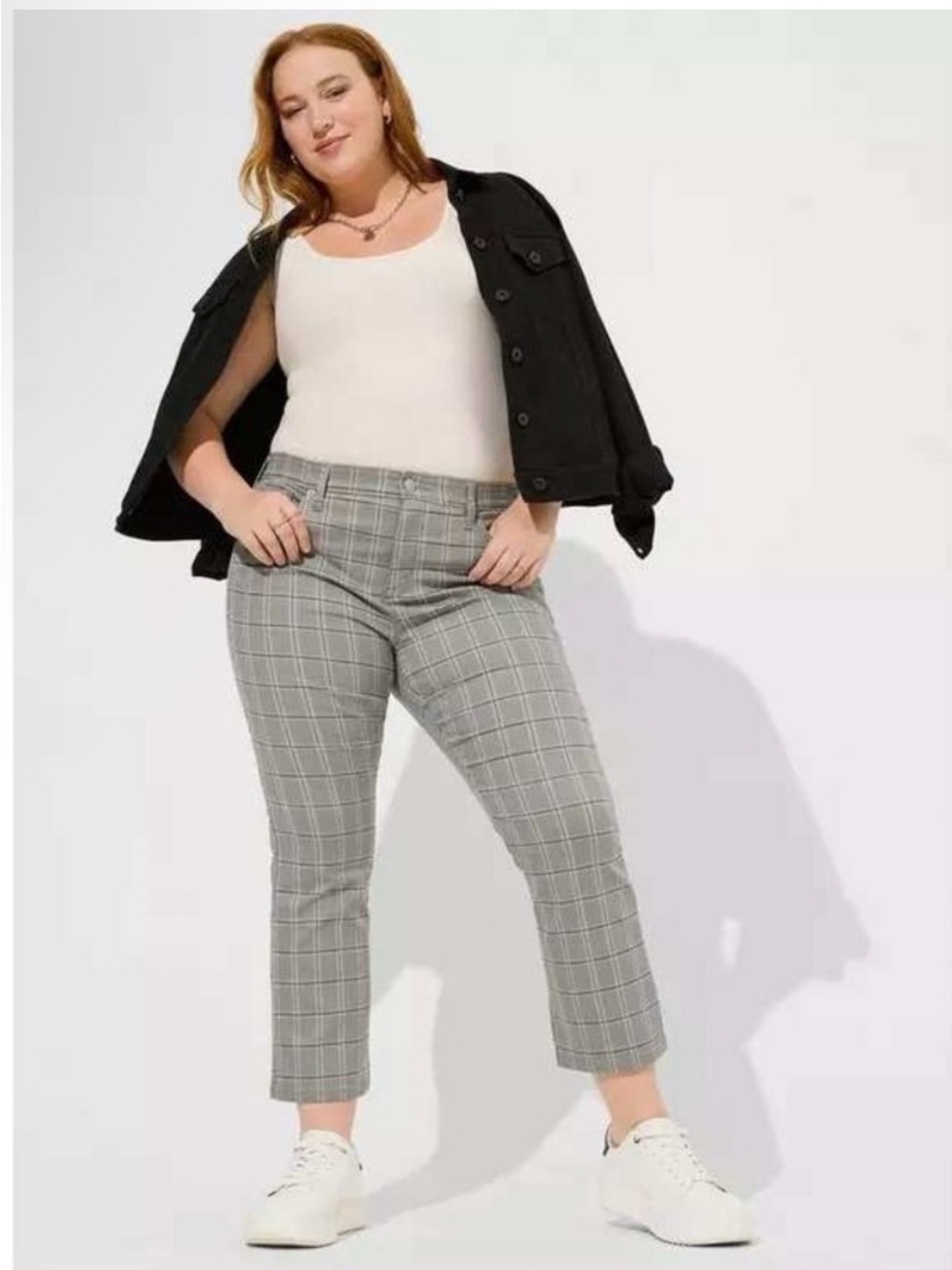 Torrid Plaid Crop Sky High Boot Super Soft Denim